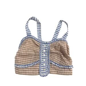 Gingham seersucker Kurt Lyle  crop top bra top small
